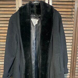 J. Percy for MARVIN RICHARDS Black Full Length Lined Wool Blend Coat Size 10